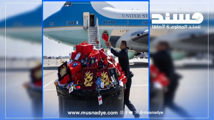 صورة طائرة ترامب والتخلص من الهدايا الصينية مولدة بالذكاء الاصطناعي