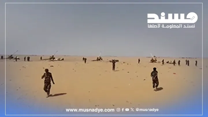 فيديو لاطلاق نار مدفعية في منطقة صحراوية فيديو قديم 